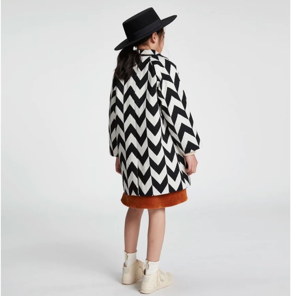 Milk and Biscuits chevron coat black and ivory size 9 10 NWT - Picture 9 of 10